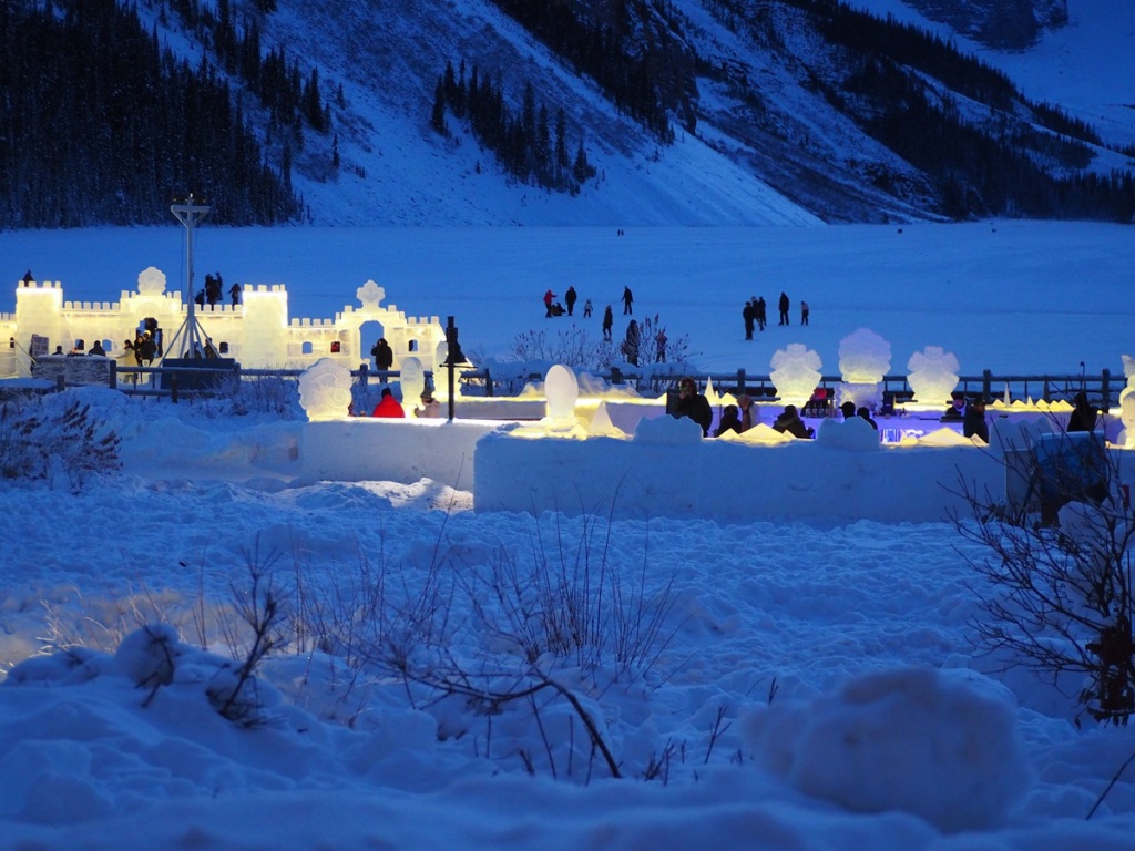 ice magic sculptures at the Fairmont Chateau Lake Louise, Banff National Park, January 1, 2024